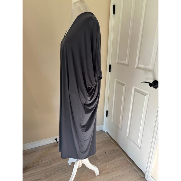 Barefoot Dreams Luxe Milk Jersey Caftan Grey/Graphite One Size - Picture 5 of 7